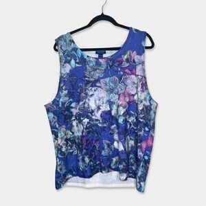 DONCASTER Collection 100% Cashmere Sleeveless Top Size 1W Floral Multicolor GUC